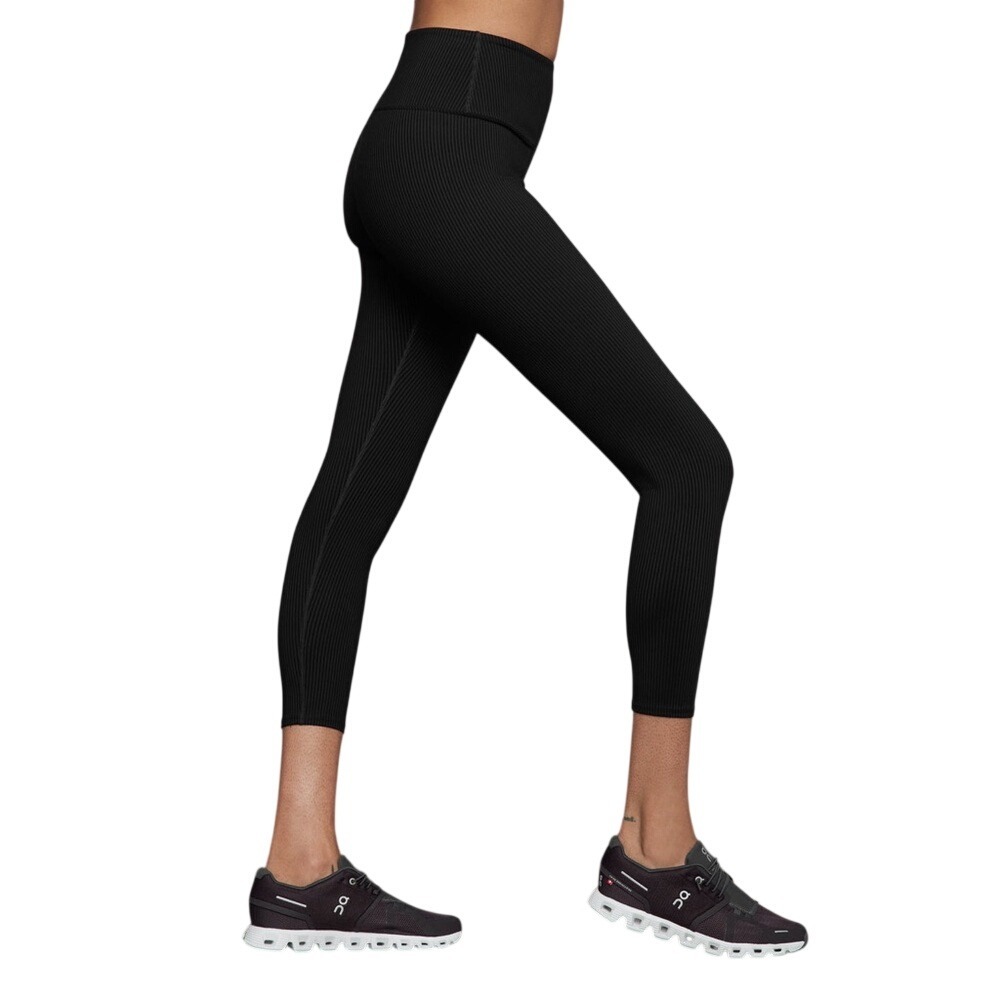 CARBON38 High-Waisted Legging 7/8 Women's Sz Small Premium Stretch Black Ribbed